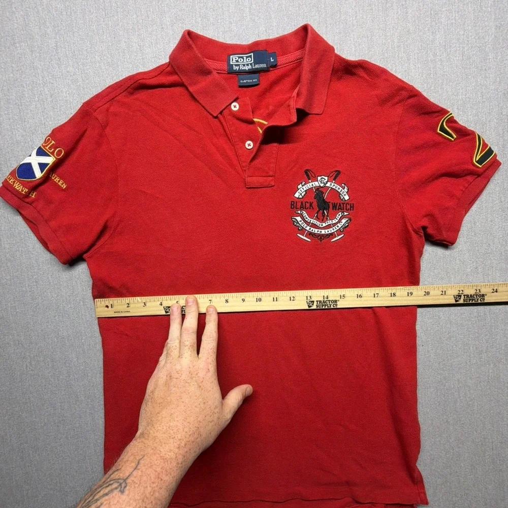 Polo Ralph Lauren Blackwatch‎ Polo Team Shirt Custom Fit Large Red